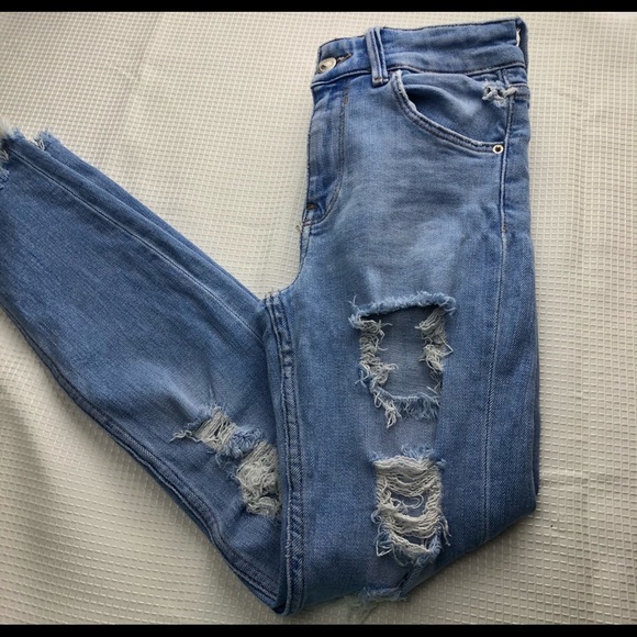 Bershka Mid Rise Ripped Jeans Size 02 - Picture 7 of 11